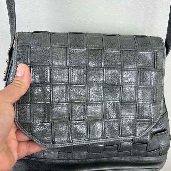 Sharif Vintage Leather Basket Weave Purse gray - Picture 4 of 10